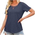 thumbnail image 4 of Zuesphe Women's Cross V Neck Summer Tops Casual Short Sleeve T Shirts Basic Loose Fit Dressy Tees 2025 Oversized Short Sleeve T Shirts Casual Basic Solid Tops, 4 of 5