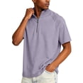thumbnail image 3 of Men's Quarter Zip Short Sleeve Shirts Stand Collar Relaxed Fit Tops for Golf Daily Summer All-Match Outfits Light Purple 2XL, 3 of 3