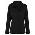 thumbnail image 2 of Women Anorak Jackets Zip Up Snap Buttons Parka Utility Coats Outwear with Pocket Black XXXL, 2 of 7