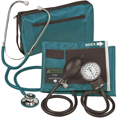 ProKit Aneroid Sphygmomanometer with Dual-Head Stethoscope, Adult, Teal