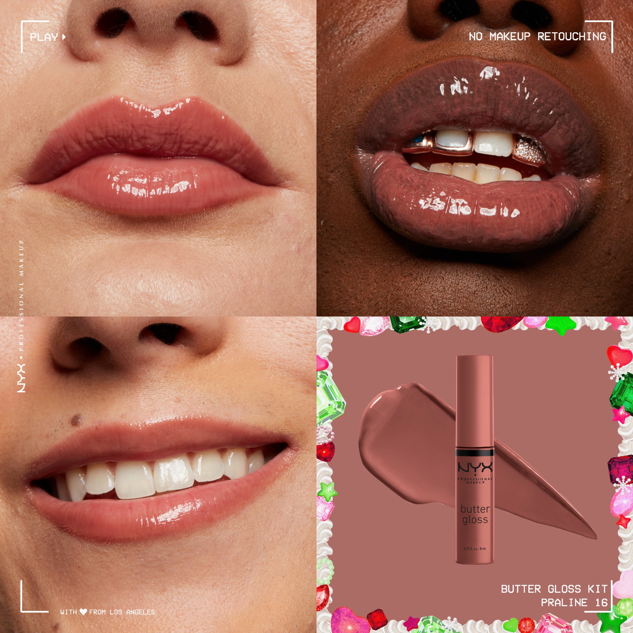 NYX Professional Makeup Holiday 2026 - Lip Makeup Butter Gloss Kit Holiday Limited Edition Set, Sugar Glass, Praline, and Creme Brulee, Bronze Rose Gem., 1 kit