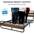 thumbnail image 3 of Allewie Walnut Full Size Metal Bed with Wooden Headboard & Footboard, Heavy Duty Platform Frame with Under-Bed Storage, 3 of 7