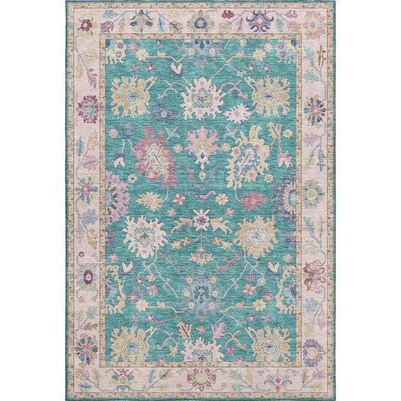 Luxury Washable Hatay HY7 Teal 5' x 7'6" Rug