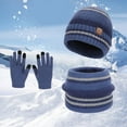 thumbnail image 2 of Wxirdiow Hat And Gloves for Girls Fashion Winter Beanie Kids Hat and Gloves Set for Girls Boys Toddler Pompom Knit Fleece Lined for Cold Weather Blue Size,4-10 Years, 2 of 9