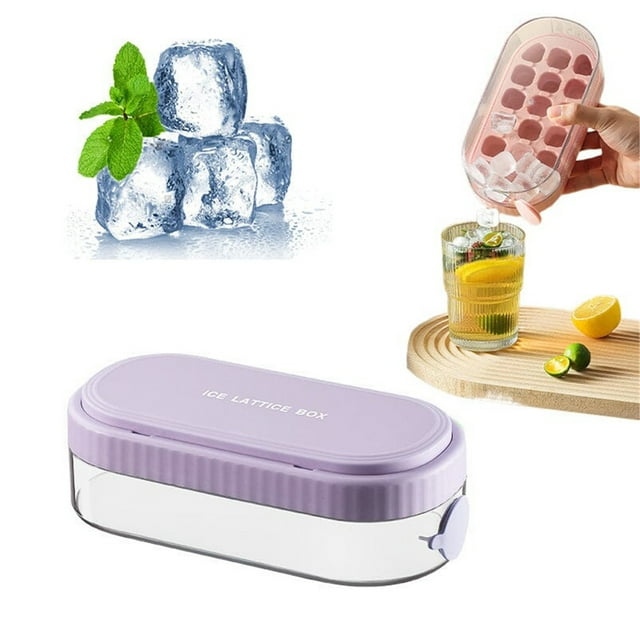 yeacher Press-Release Silicone Ice Cube Tray with Lid - 18-Cube Purple Mold for Easy DIY Ice Making, Hygienic Kitchen Tool, Compact Design for Effortless Ice Dispensing