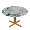 thumbnail image 3 of JRXY  Round Table Cloth Watercolor Green Leaf Tablecloth Elastic Edge Fitted Table Cover Leaves Fits Tables White, 3 of 7