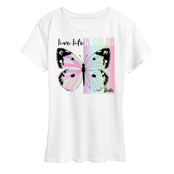 Barbie - Live Life in Color - Multi Colored Butterfly - Women's Short Sleeve Graphic T-Shirt