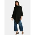 thumbnail image 4 of Time and Tru Women's Mock Neck Poncho, S/M, Black, 4 of 5