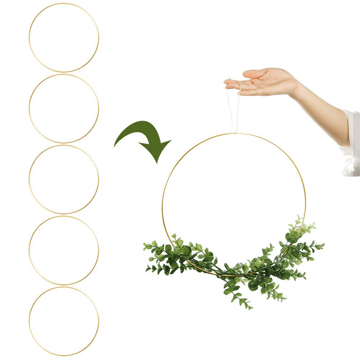 25 Pack 14 Inch Metal Floral Hoop Wreath Macrame Gold Hoop Rings for DIY Wreath Decor