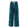 thumbnail image 4 of Plus Size Hawaiian Print Palazzo Pants for Women High Waist Wide Leg Resort Wear Trousers with Pockets Dark Blue S, 4 of 7