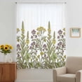 thumbnail image 2 of Watercolor Flowers Sheer Curtains 45 Inches Long, Vintage Country Floral Leaves Spring Light Filering Curtains, Breathable Simi Curtain Privacy Drapes for Kitchen Bathroom Small Window Treatment, 2 of 9