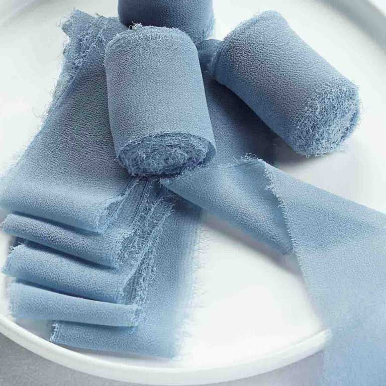 Efavormart 1.5 x 6 Yard - Set of 2 Dusty Blue Chiffon Ribbon Rolls For  Bouquets, Wedding Invitations & Gift Wrapping 