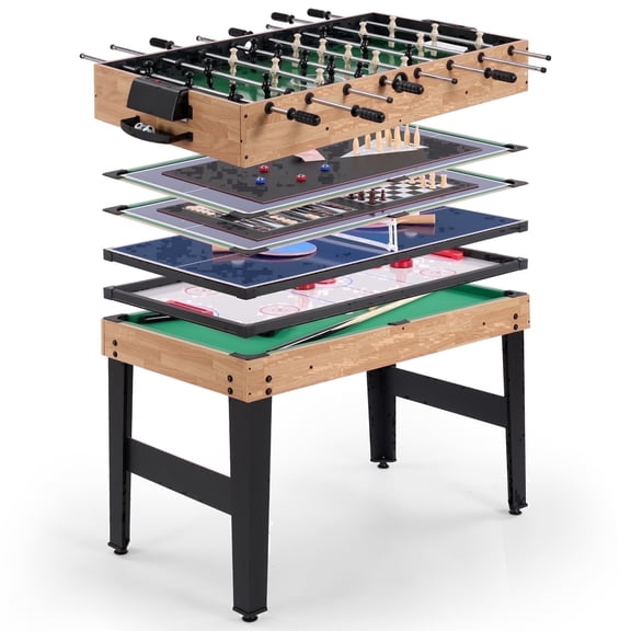 Naipo 48 in 10 in 1 Combo Game Table Set Multi Game Room Table with Air Hockey Foosball Pool Gift for Friends Family