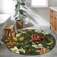 thumbnail image 3 of Round Rugs 3Ft, Tropical Botanical Round Area Rug Washable Indoor Throw Carpet, Summer Vintage Flowers Blooms Small Non Slip Circle Rug for Bedroom Living Room Home Decor Aesthetic, 3 of 8