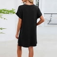 thumbnail image 6 of Hurxie Womens Crochet Swim Cover Up Short Sleeve Waffle Knit Tops Bathing Suit Beach Dress Crew Neck Hollow Out Dresses Black,L, 6 of 6