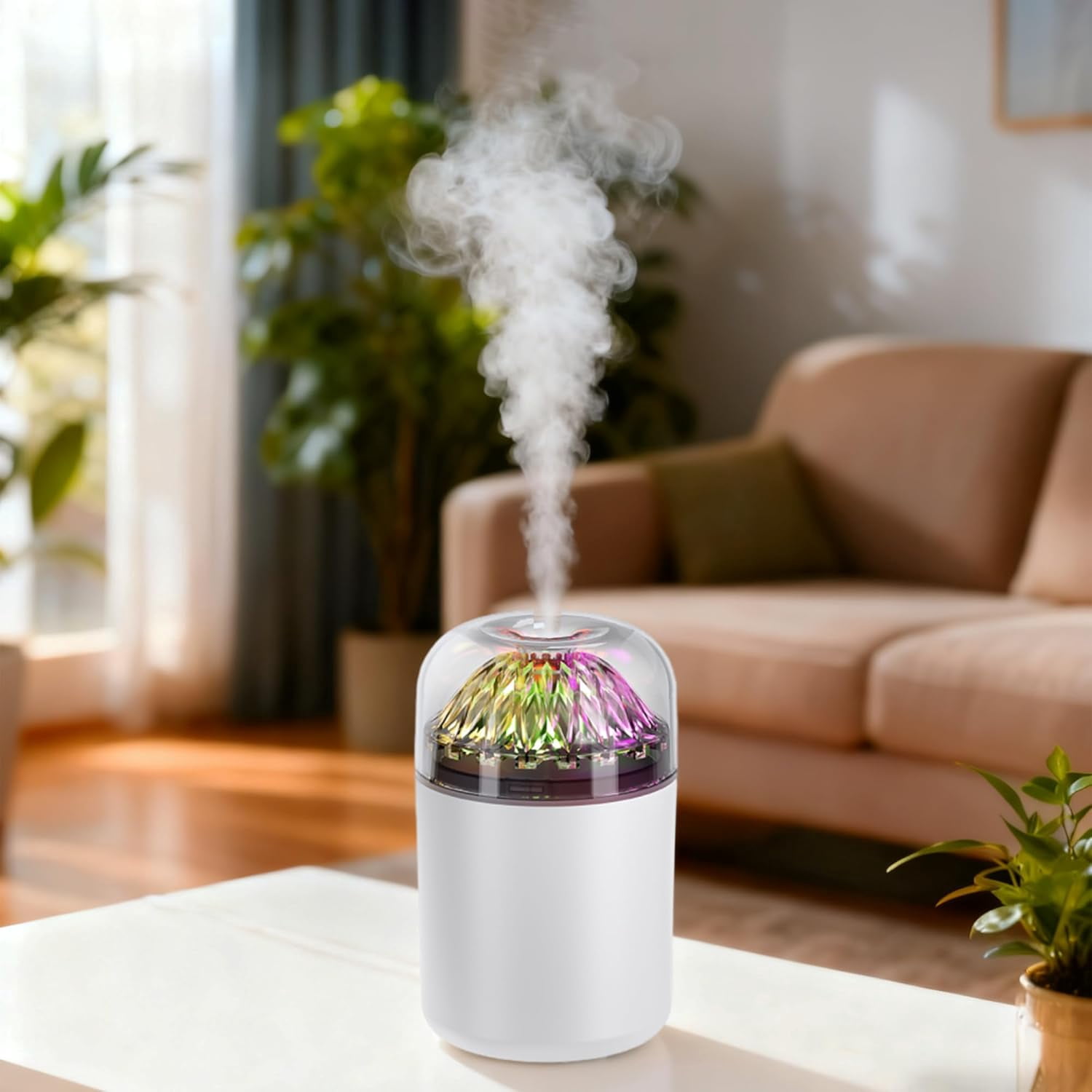 Small Humidifier-Car humidifiers with colored lights, USB Personal Desktop Humidifier for Baby Bedroom Office Home,2 Mist Modes,Whisper-Quiet Operation