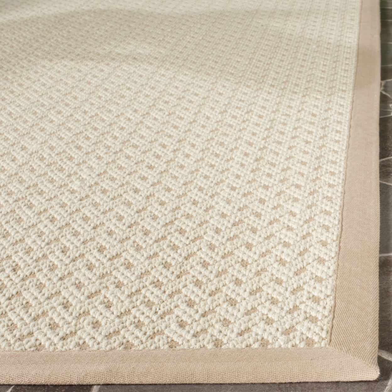 SAFAVIEH Natural Fiber Domhnall Geometric Area Rug, Ivory/Natural, 9' x 12'