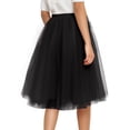 thumbnail image 3 of CIENVNSTG Women Flowy Skirts A Line High Waisted Knee Length Layered Party Midi Skirt Plus Size Tulle Dress Fashion Outfits Black L, 3 of 4
