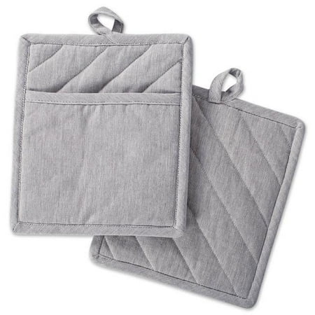 

Gray Solid Chambray Pot Holder Set of 2
