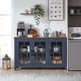 thumbnail image 6 of Joaxswe 55'' Large Sideboard Buffet Cabinet, Kitchen Storage Cabinet with Storage Shelves & 3 Glass Doors, Wood Coffee Bar Cabinet for Living Room, Blue, 6 of 8