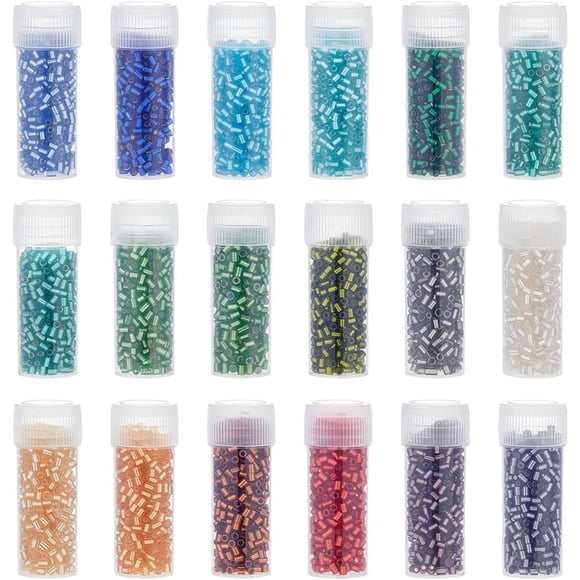 Cuentas de corneta de 90 g, 18 colores, 2 mm, cuentas de vidrio, tubo pequeño, a granel