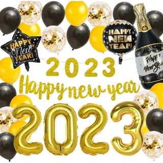 Beistle Club Pack of 12 Black and Gold Glittered Happy New Year Streamer  Party Decorations 102