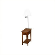 Leick Furniture Chairside Lamp Table with Drawer in Medium Oak Finish