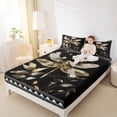 thumbnail image 4 of jejeloiu Wild Animal Dragonfly Queen Sheet Sets,Retro Rustic Leaves Bed Set For Girls Kids 4-Piece, 4 of 7