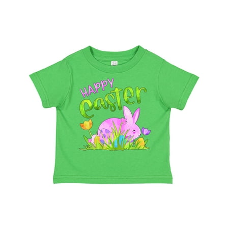 

Inktastic Happy Easter Pink Bunny and Eggs in Grass Gift Toddler Boy or Toddler Girl T-Shirt