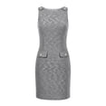 thumbnail image 2 of INSPIRE CHIC Tweed Dress for Women's Sleeveless Boat Neck Work A-Line Office Elegant Sheath Dress XL Black, 2 of 5