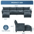 thumbnail image 4 of Furmax 4 Seats U-Shaped Cloud Couch Sectional Sofa with 2 Movable Ottomans for Living Room, Fabric Convertible Modular Couch, Blue, 4 of 7