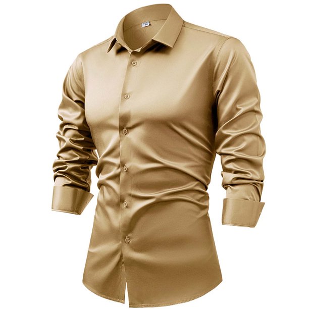 pstuiky camisa de manga larga para hombre, Camisa formal con estampado de color para hombre y blusa de manga larga con cuello vuelto tops de invierno para hombre xl