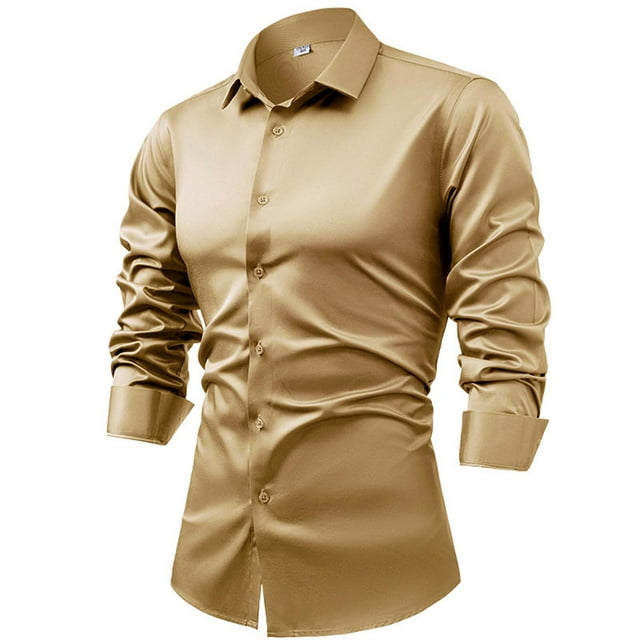 pstuiky camisa de manga larga para hombre, Camisa formal con estampado de color para hombre y blusa de manga larga con cuello vuelto tops de invierno para hombre xl