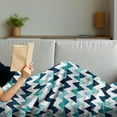 thumbnail image 3 of Blue and White Soft Flannel Fleece Throw Blanket, Horizontal Zigzag Borders with Striped Design and Modern Look, Cozy Plush for Indoor and Outdoor Use, 50" x 60", Pale Blue Dark Blue, by Ambesonne, 3 of 5