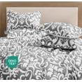 thumbnail image 4 of Chezmoi Collection Oversized Bedspread 100x106, Jacquard Matelasse Floral Damask Design, 5-Piece Lightweight Reversible Microfiber Bedding Coverlet Set for All Season, Queen, Dark Gray/White, 4 of 9