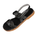 thumbnail image 2 of Summer Sandals For Women 2025 Flat Heel Open Toe Slip-on Slides Sandals Slippers Summer Women's Trendy Casual Daily Beach Vacation Shoes Black 36, 2 of 7