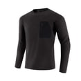 thumbnail image 1 of Men's High Elastic Long Sleeve Fitness Top with Zipper Pockets - Solid Color Running Warmth, 1 of 9