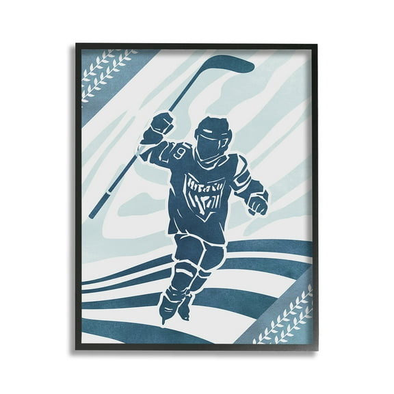 Stupell Industries Patterned Hockey Player Sports Painting Black Framed Art Print Wall Art, 11 x 14