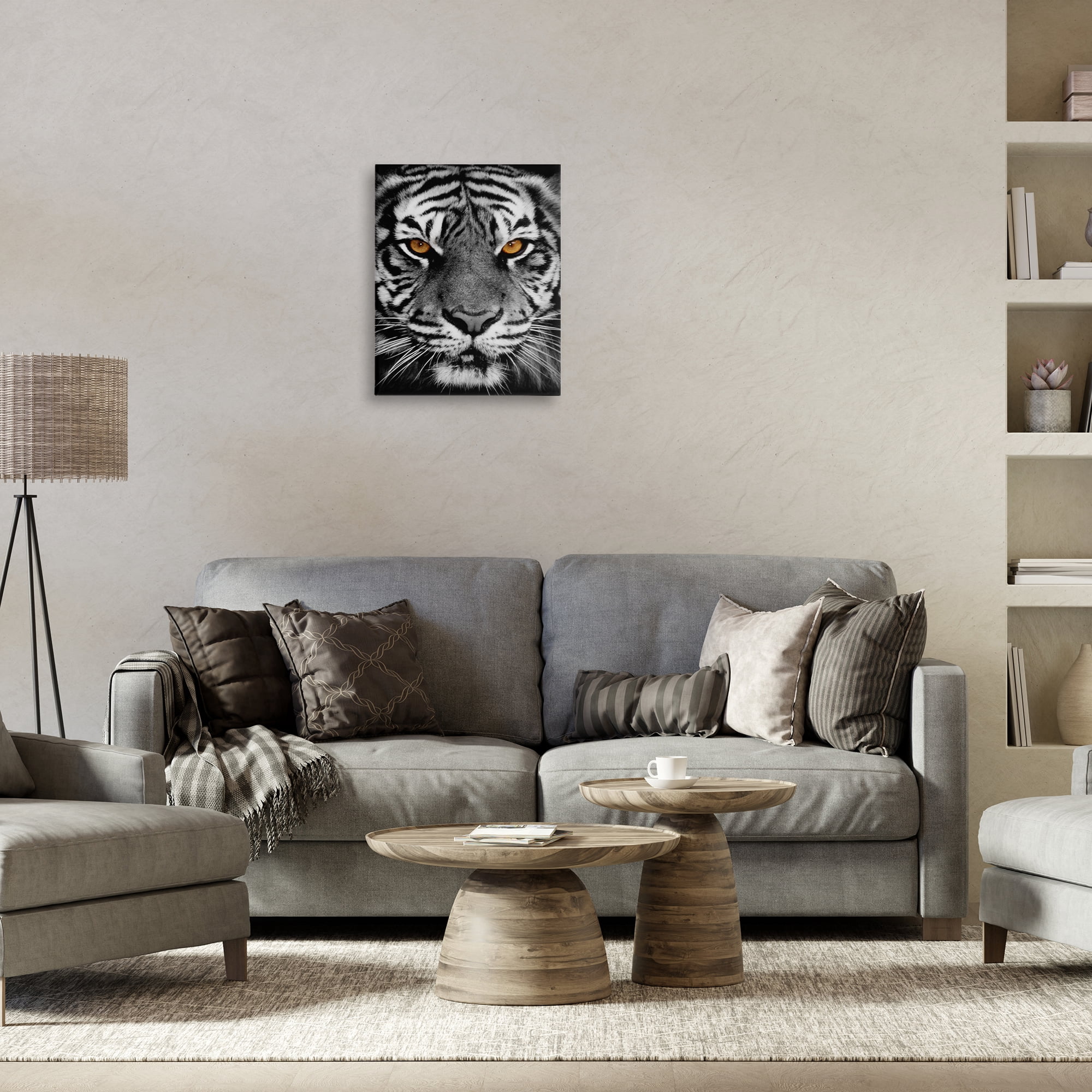 Stupell Industries Fierce Eyed Tiger Animals Painting Wrapped Canvas Art Print Wall Art, 16 x 20