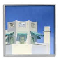 Stupell Industries City Architecture on Blue Travel & Places Painting Gray Framed Art Print Wall Art, 24 x 24