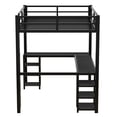 thumbnail image 5 of Full Metal Loft Bed with Desk & Storage Shelves, Loft Bed Frame with Ladder and Guardrails for Bedroom,Guest Room, Apartment, No Box Spring Needed, Black, 5 of 7
