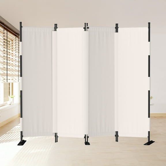 Upgrade Seamless Room Divider 4 Panel Folding Privacy Screens 88" Portable Room Partition for Room Separator Freestanding Wall Divider for Office Bedroom Classroom Hospital, White