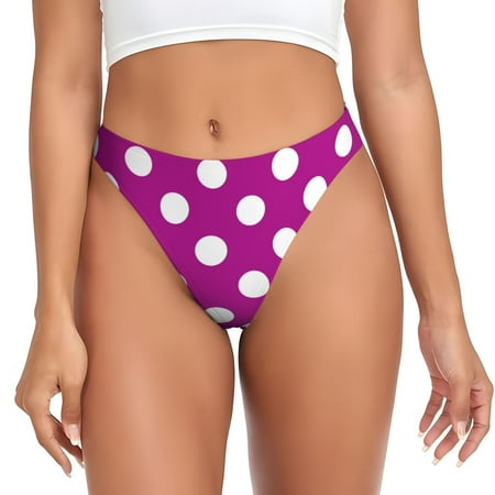 Qokaie Purlpe And White Polka Dot Printed Women s Cotton Thong Underwear  Sexy Breathable Panties G-string-XX-Large