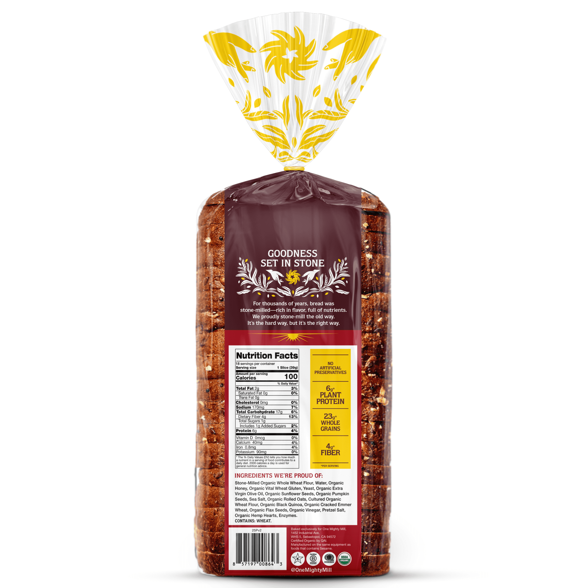 One Mighty Mill Organic Stone-Milled Power Grains Bread Loaf, 24.5 Ounce