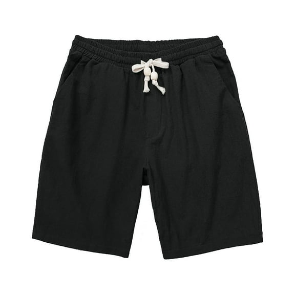 OWMEOT Cotton Linen Beach Shorts Mens Summer Swim Trunks Lightweight Comfortable Bathing Suits Drawstring Vacation Board Shorts