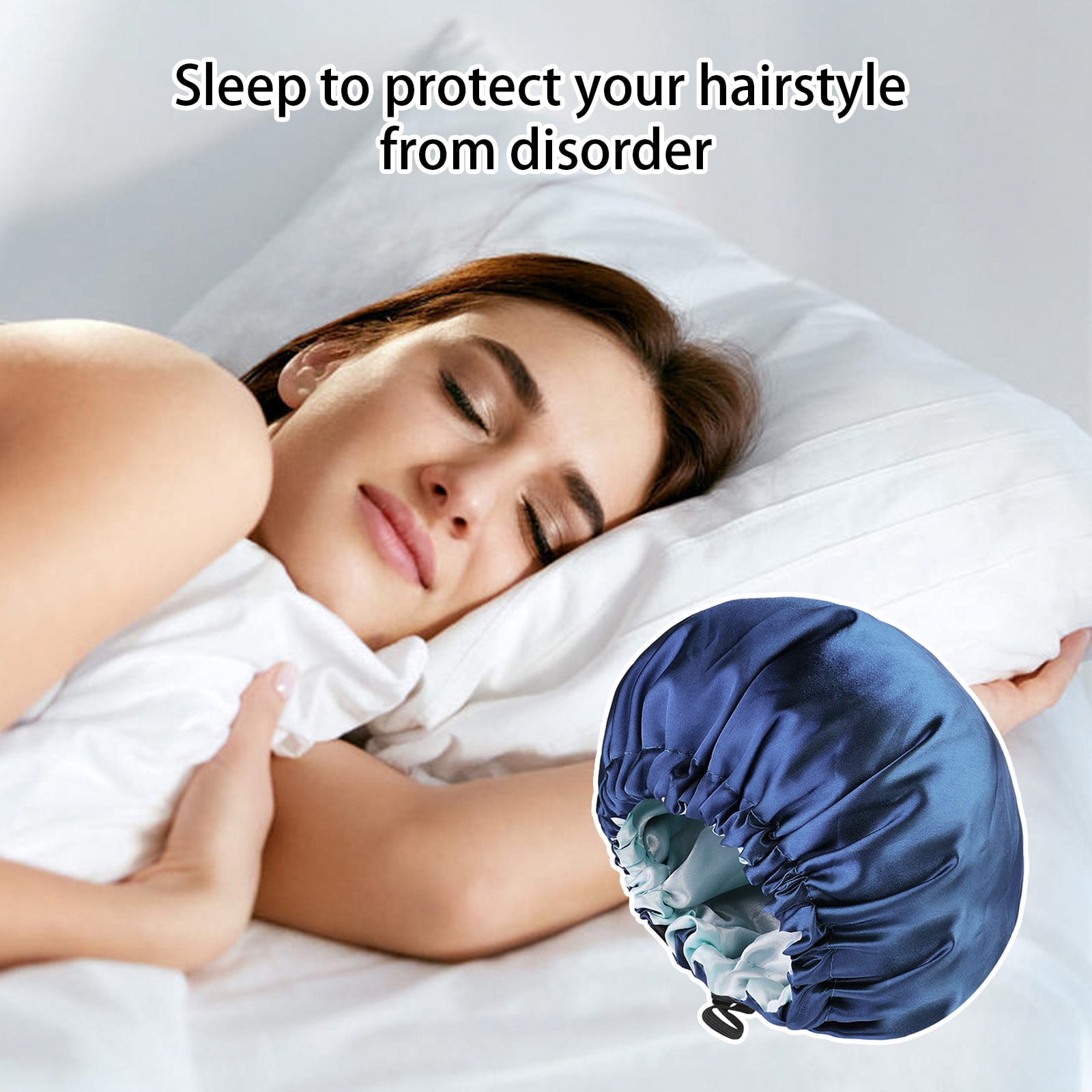 Weloille Reversible Silk Satin Cap For Sleeping, Adaptable Button Silk Satin Hair Cap, Fashionable Double Layer Hair Cap