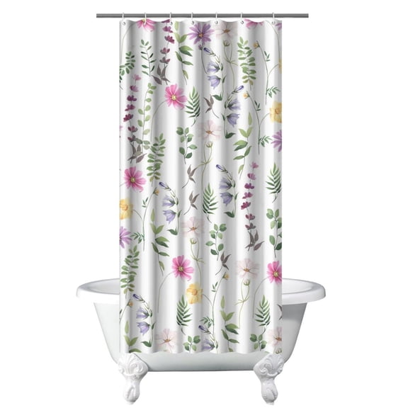 36" x 72" Small Floral Shower Curtain Vintage Style Fade-Resistant Bathroom Decor