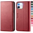thumbnail image 1 of iPhone 12 Case, iPhone 12 Pro Wallet Case with Credit Card Holder Viewing Stand Function TPU Inner Shockproof Folio Flip Cover Case Compatible with iPhone 12/12 Pro 5G 6.1 inch - Wine Red, 1 of 8
