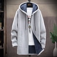 thumbnail image 2 of Abrigo de invierno, suéter de hombre, suéter de punto, cárdigan, con capucha para hombre, forro polar grueso, color sólido, suéter informal para jóvenes para hombres, 2 of 5