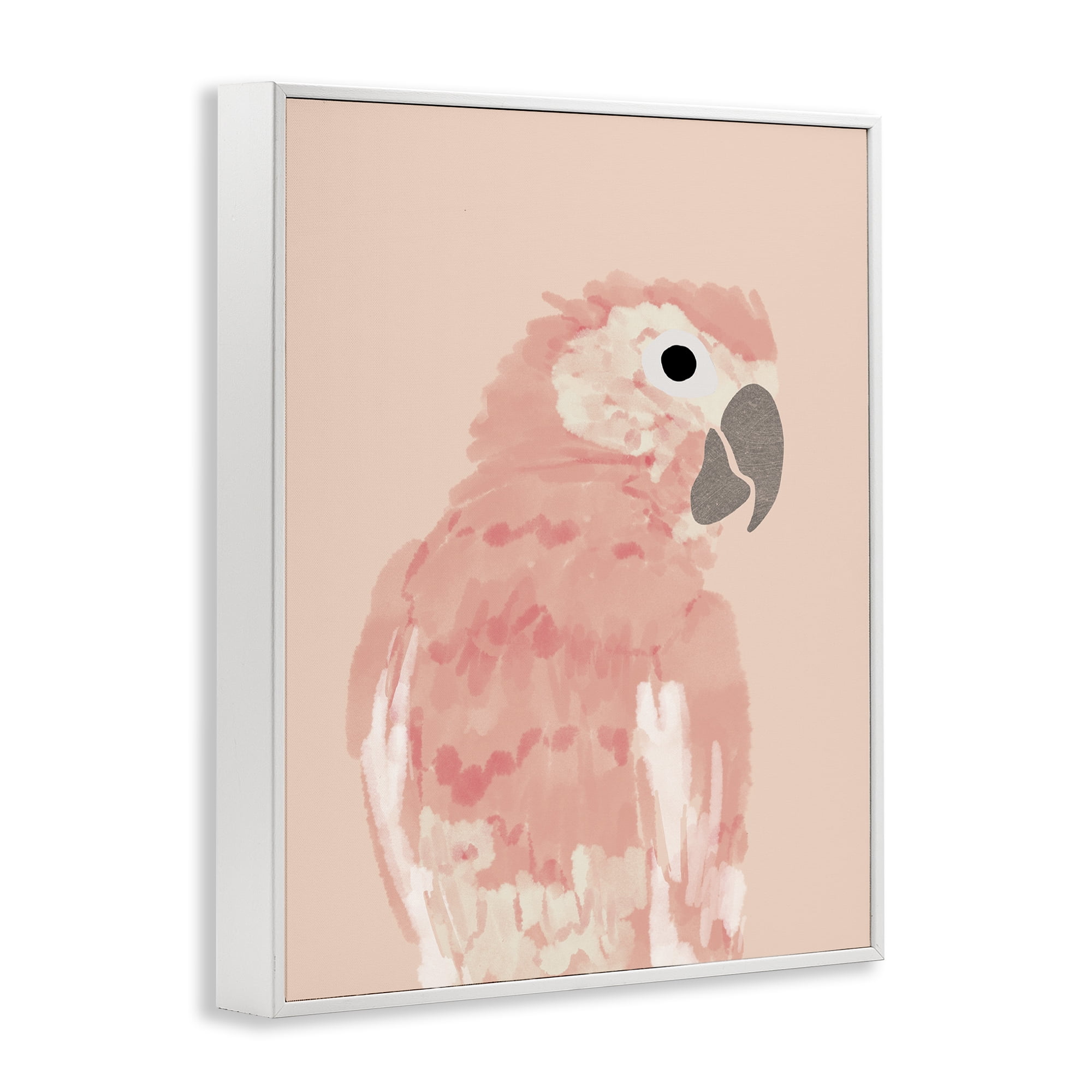 Stupell Industries Pink Neutral Parrot Animals & Insects Painting White Framed Art Print Wall Art, 11 x 14